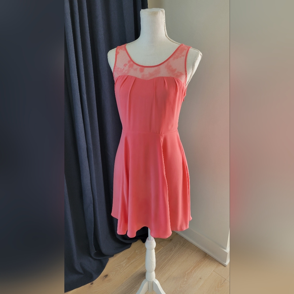 EXPRESS | Light Pink Chiffon Lace Crossover Dress